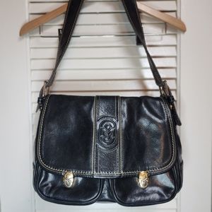 Marino Orlandi black leather  purse bag 9x15